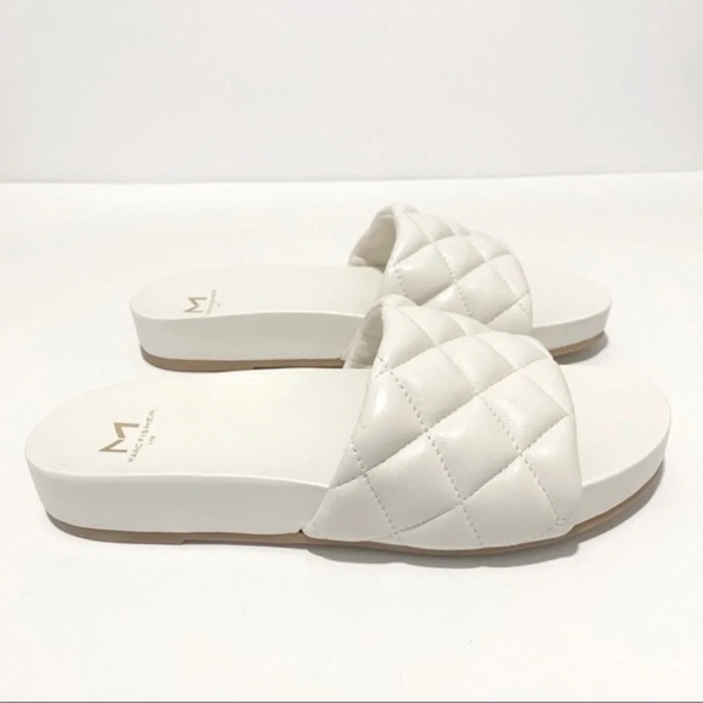 Marc Fisher Ivory Imenal Slip On Leather Sandals NWT
